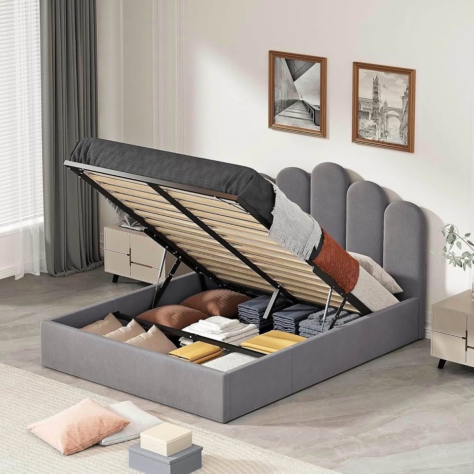 Hydraulic Upholstered Storage Platform Bed - Full & Queen