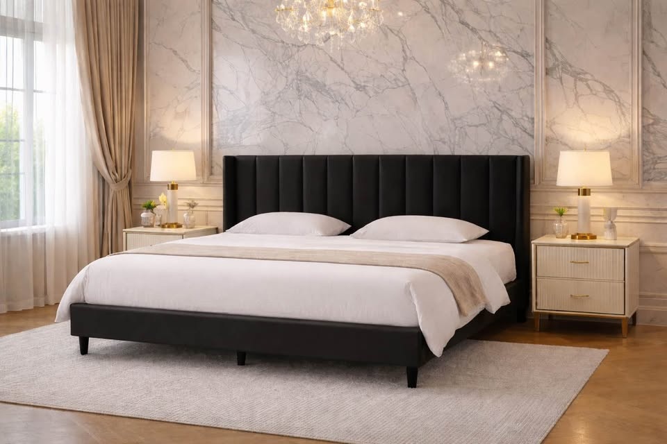 Velvet Wingback Platform Bed - Queen & King Available - photo 2