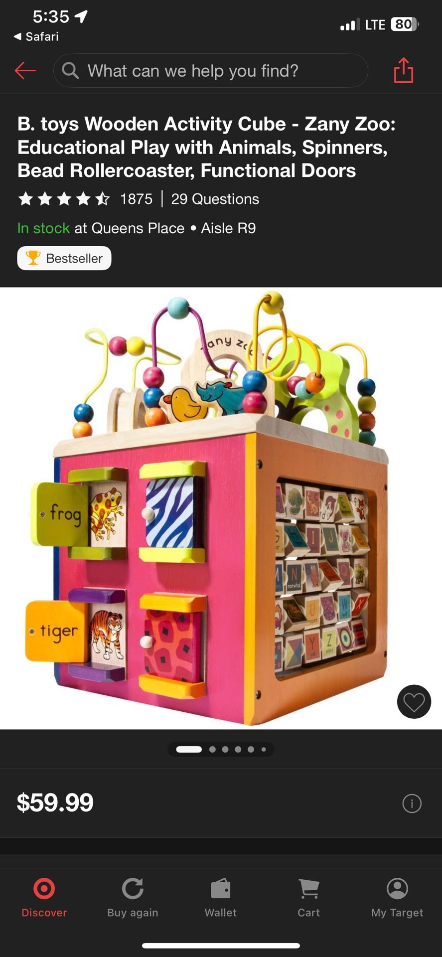 Zany Zoo Educational Wooden Activity Cube