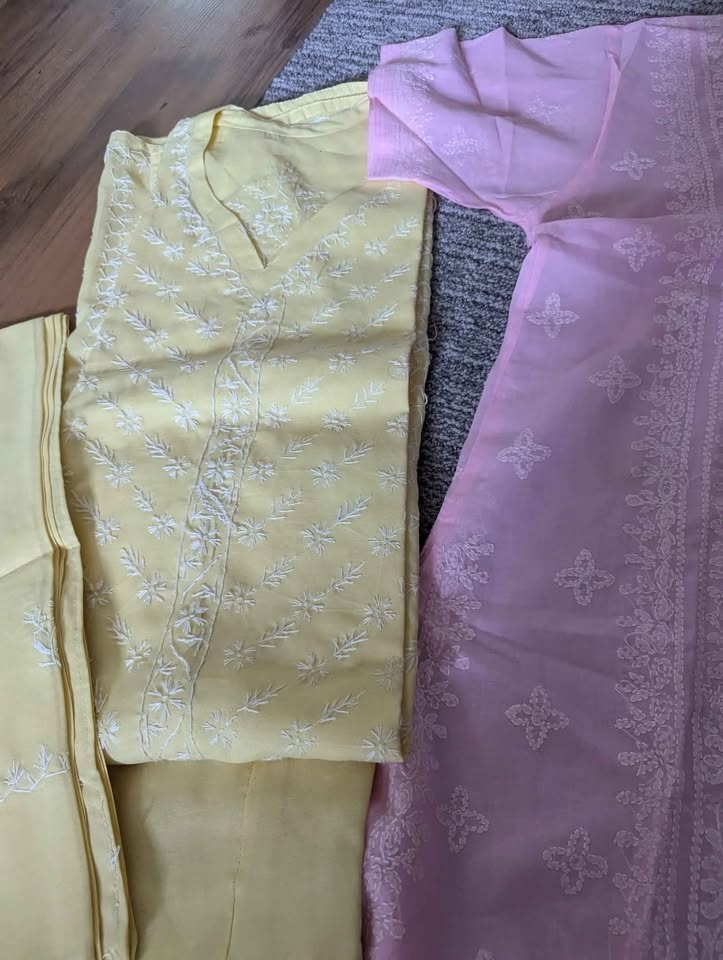 New 100% Pure Cotton Chikankari Kurta Suit w/ Dupatta - photo 2