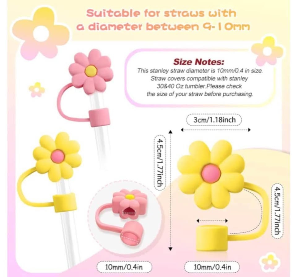 Cute Daisy Silicone Straw Cover for Stanley Cups - photo 3