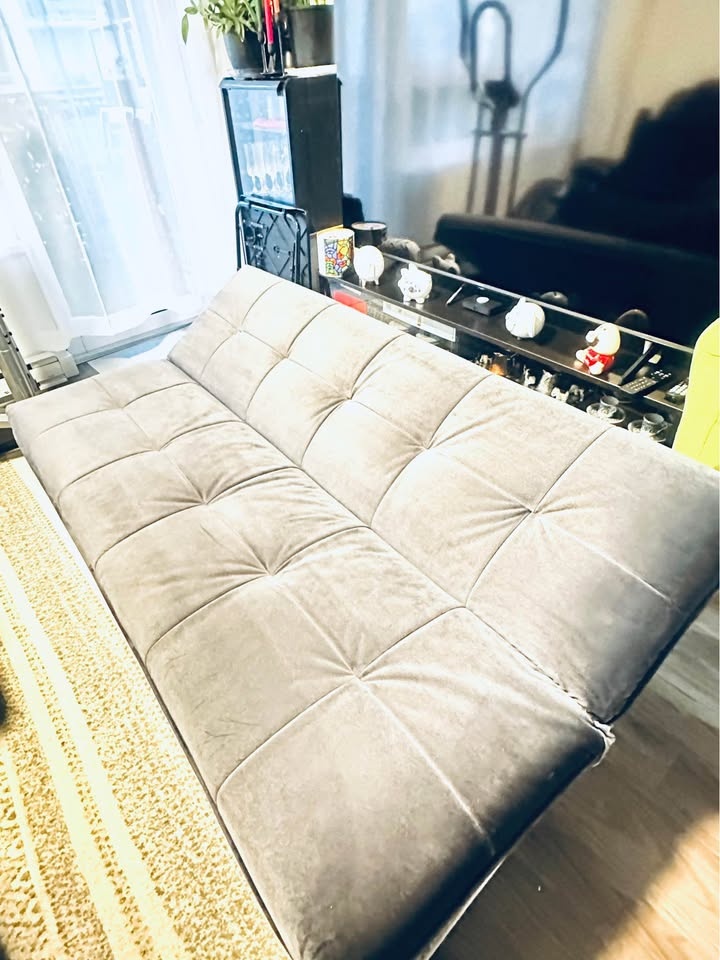 Grey Futon Sofa Bed – Steam Cleaned - photo 3