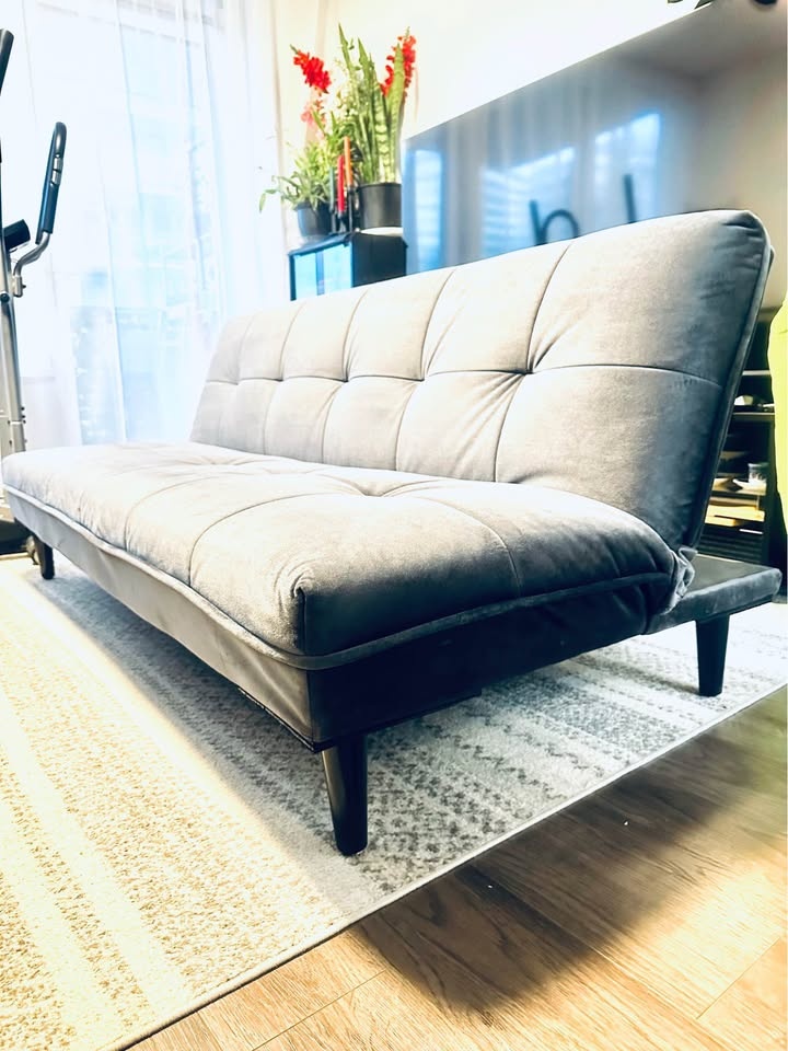 Grey Futon Sofa Bed – Steam Cleaned - photo 5