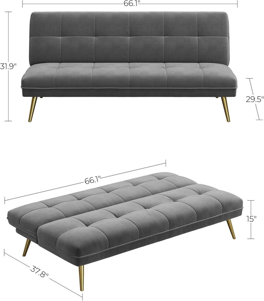 Grey Futon Sofa Bed – Steam Cleaned