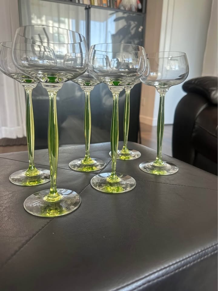 Vintage Art Deco Uranium Glass Hock Glasses - Set of 6 - photo 4