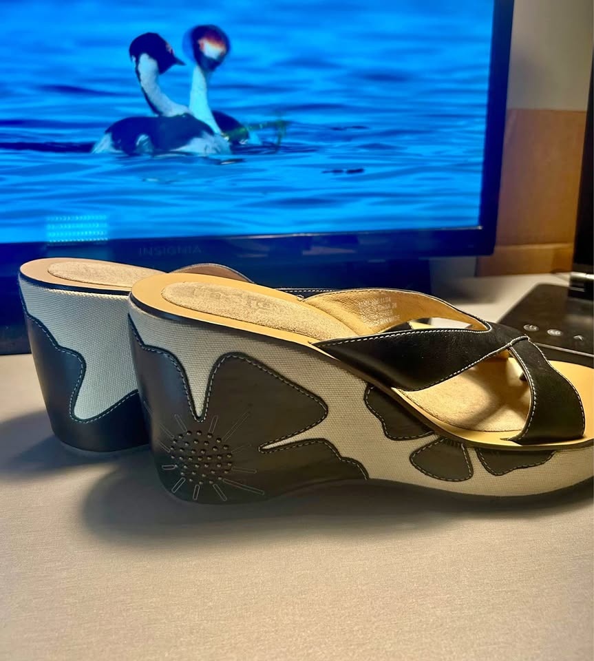 Indigo by Clarks Black Wedge Sandals – Women’s Size 9.5