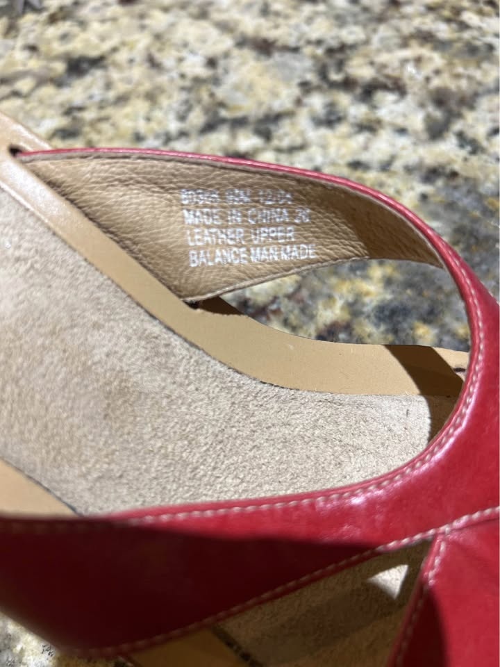 Indigo by Clarks Red Wedge Sandals - Size 9.5 - photo 4
