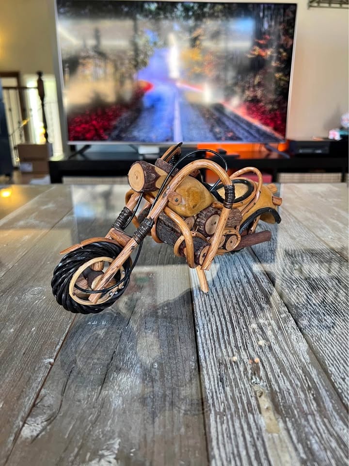 Vintage Folk Art Wooden Motorcycle 12" Cruiser