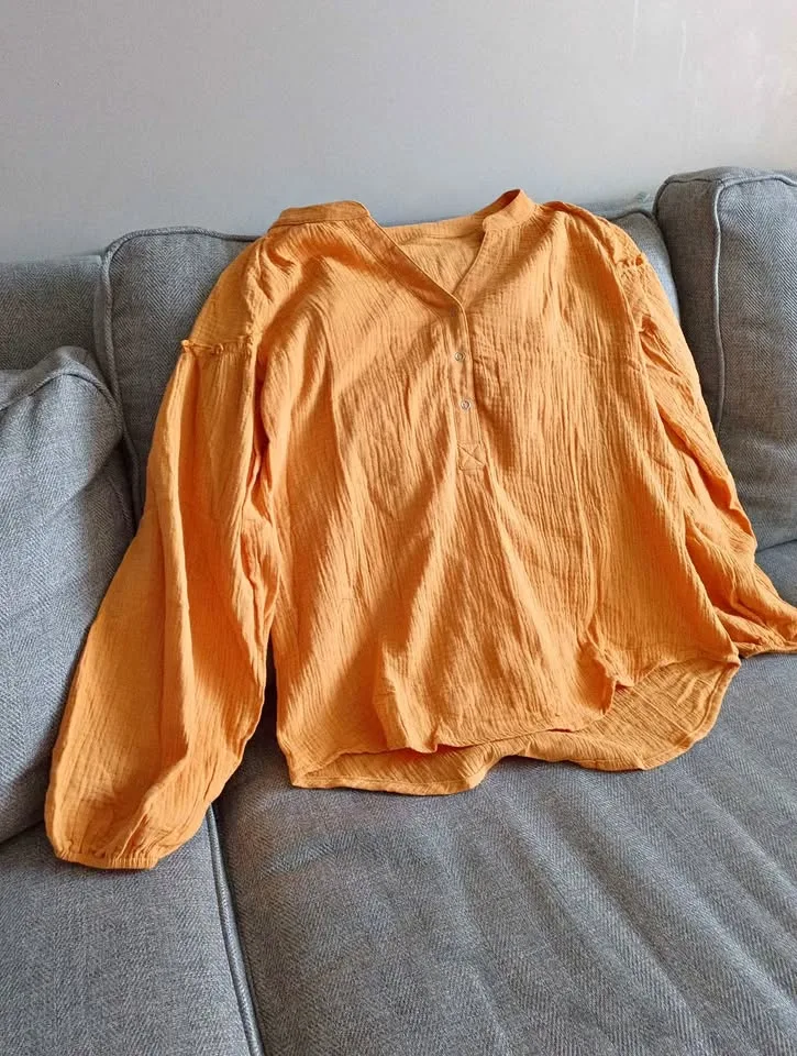 Women’s Cotton Oversize Blouse S-M, Orange thumbnail