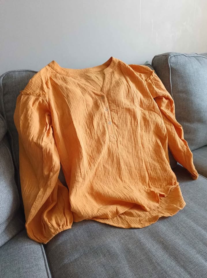 Women’s Cotton Oversize Blouse S-M, Orange - photo 2