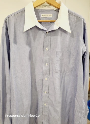 Vintage Christian Dior Men’s Sz 17 1/2 Long Sleeve Button Up Shi
