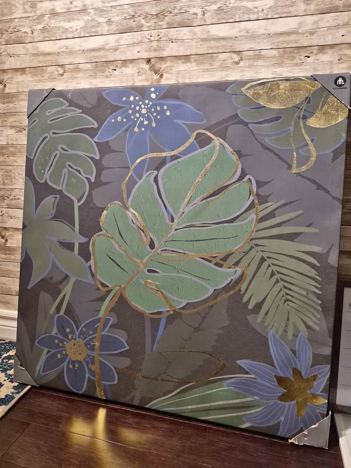 Brand New Palm Leaves Modern Canvas Painting 30" x 30"