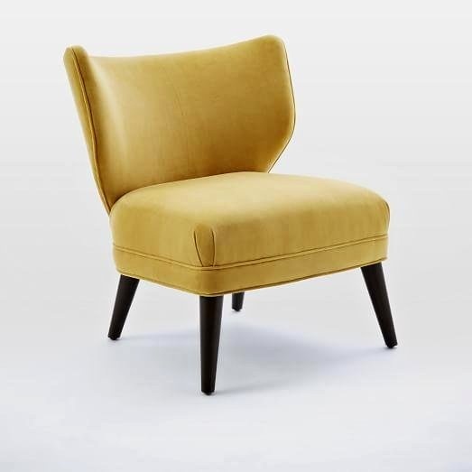 West Elm Retro Wing Chair - Set of 2 - Mustard