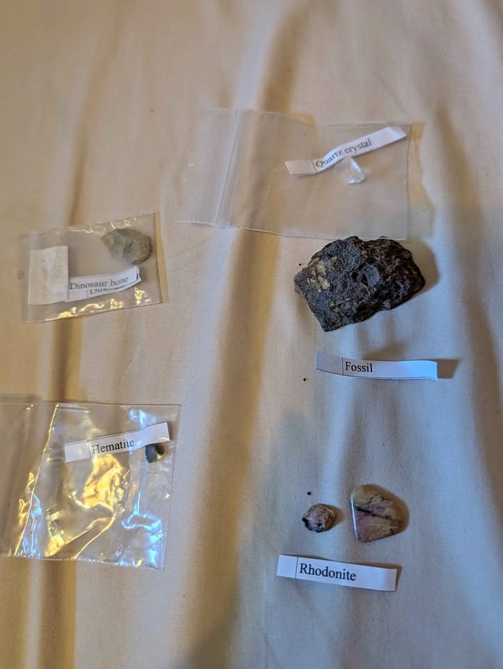Small minerals and fossils