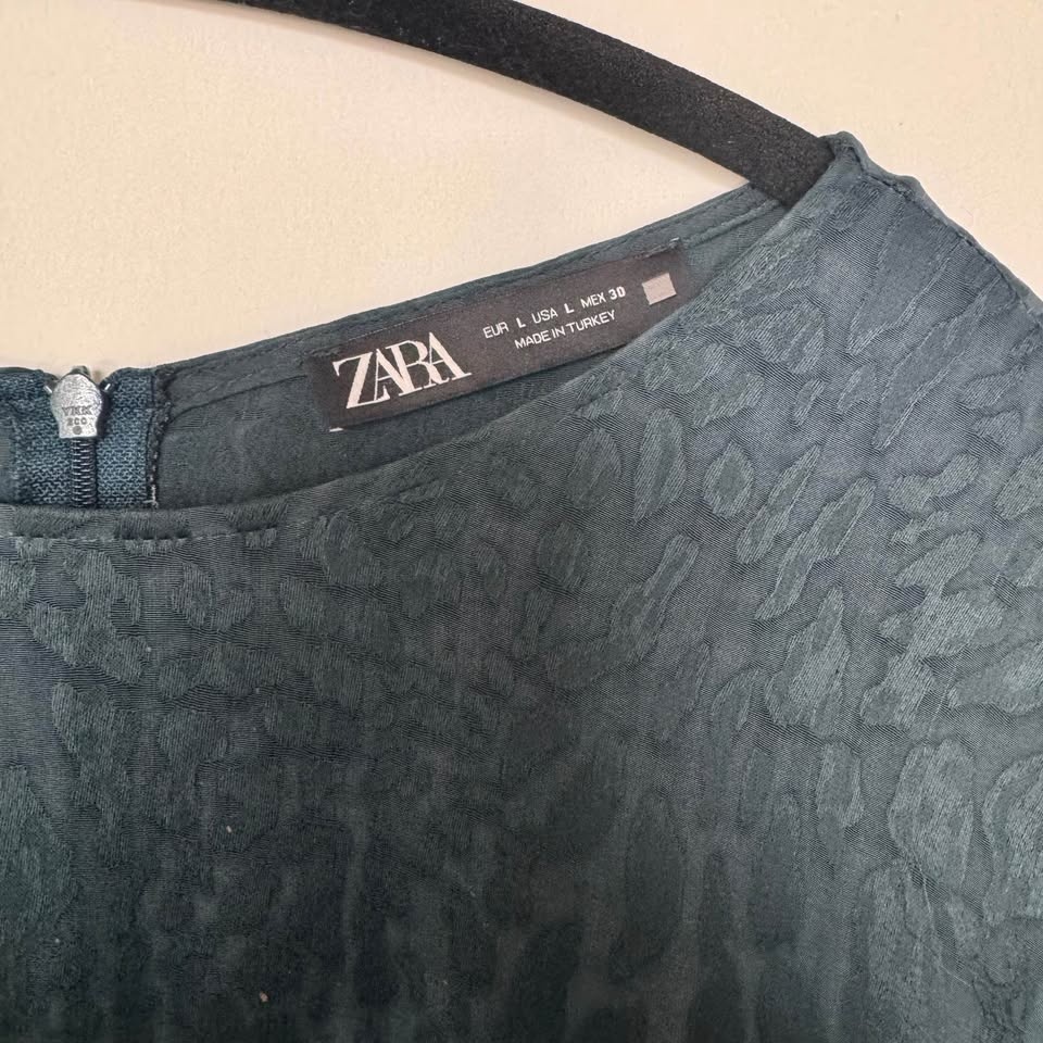 Zara Jacquard Silky Mini Full Sleeve Dress - Size Large - photo 4