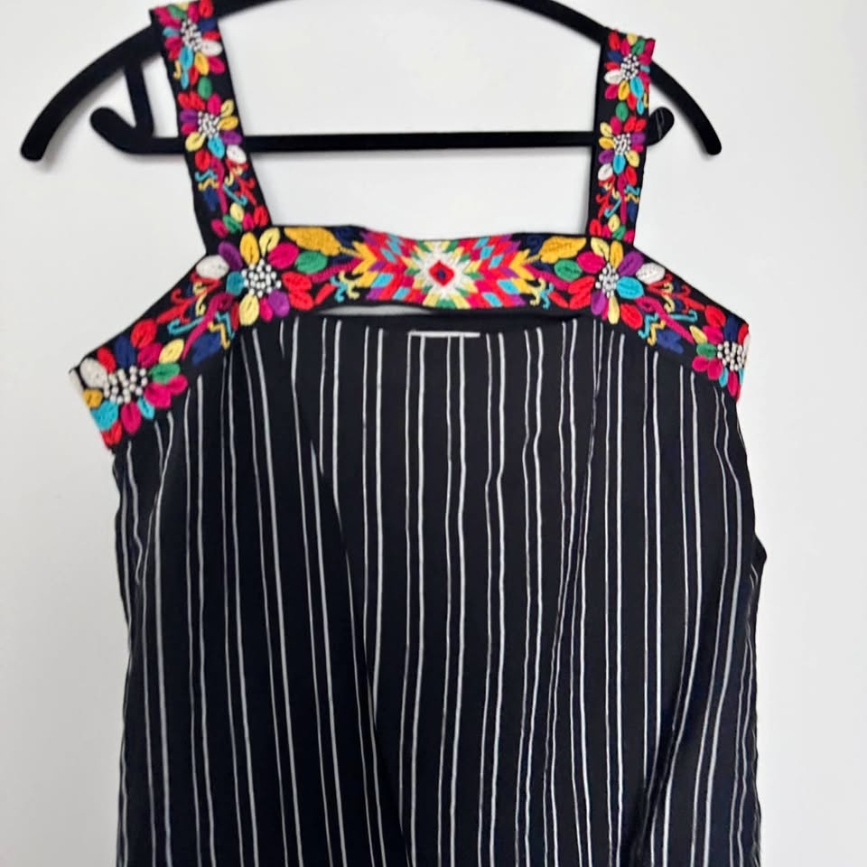 THML Mini Dress | Embroidered straps | Size Large