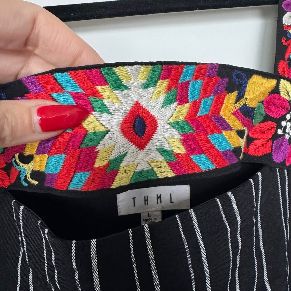 THML Mini Dress | Embroidered straps | Size Large - photo 4