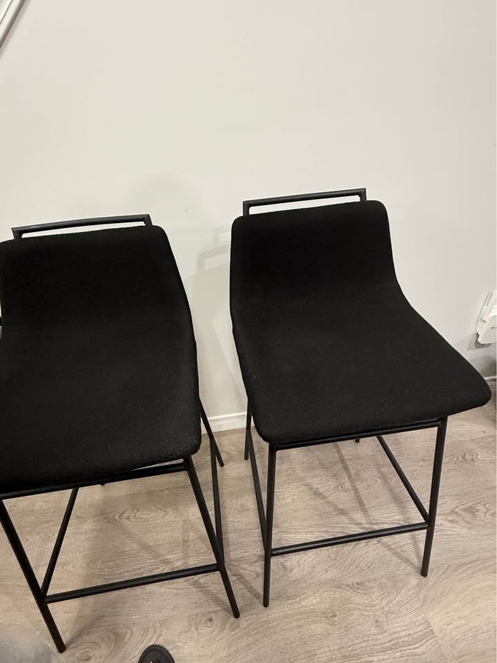 Bouclair Modern Counter Height Stools - Black Metal & Fabric - photo 4