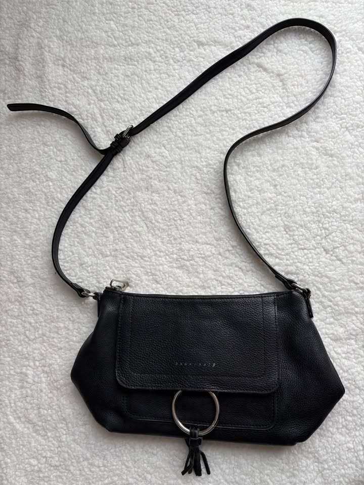Sanctuary Black Genuine Leather Crossbody Bag w/ Ring Detail - photo 3