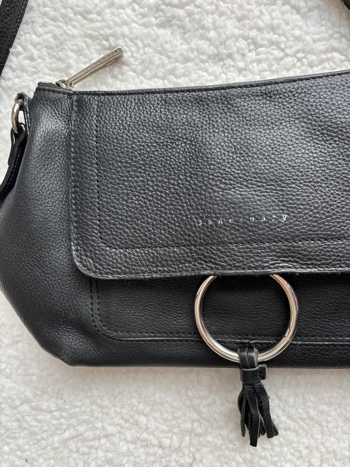 Sanctuary Black Genuine Leather Crossbody Bag w/ Ring Detail - photo 4