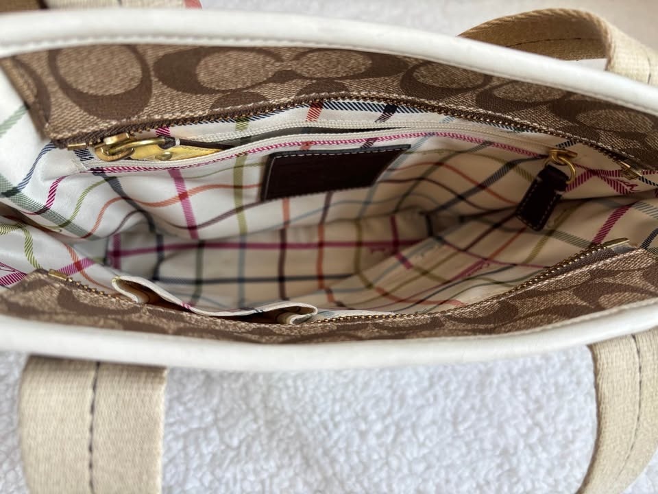 Coach Heritage Stripe Signature Tote - Yellow/Brown/Beige - photo 5