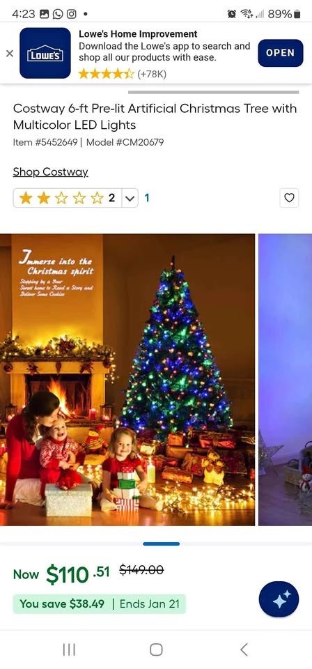 Pre Lit Christmas Tree with Multicolor LED Lights - 6ft