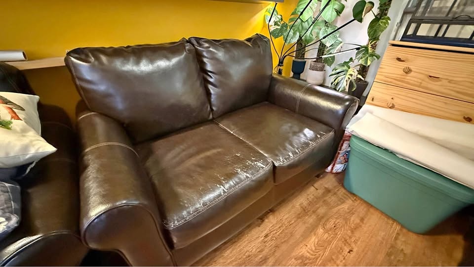 Brown Leather Love Seat