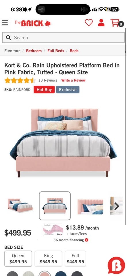 Queen Bed Tufted Pink Frame Mint Condition - photo 2