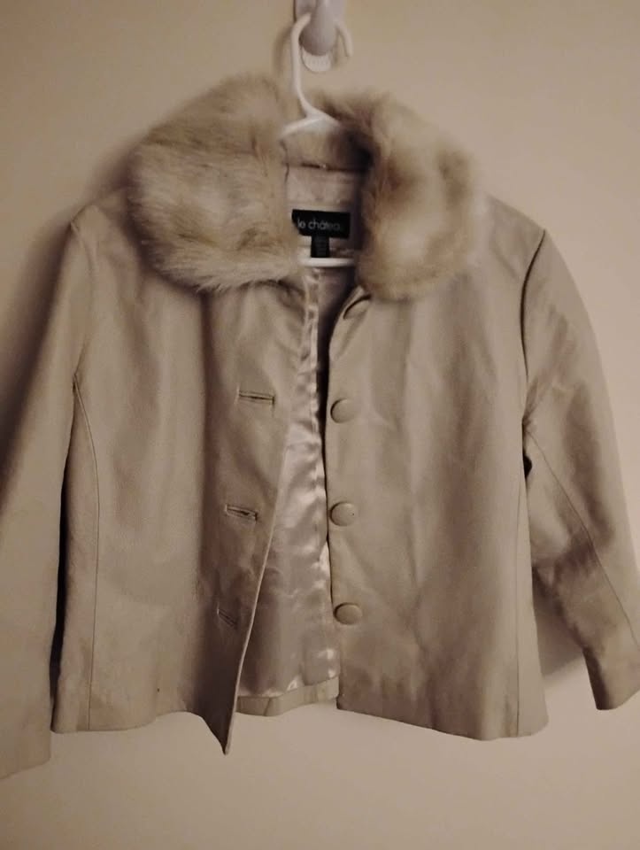 LE CHATEAU TAN LEATHER JACKET WITH FUR COLLAR - photo 4