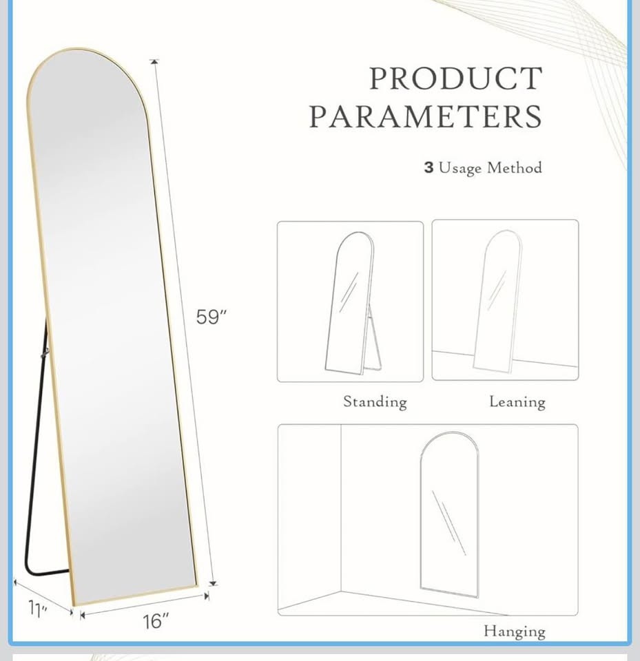 Moving Sale - Floor Mirror 59"L x 16"W - photo 2