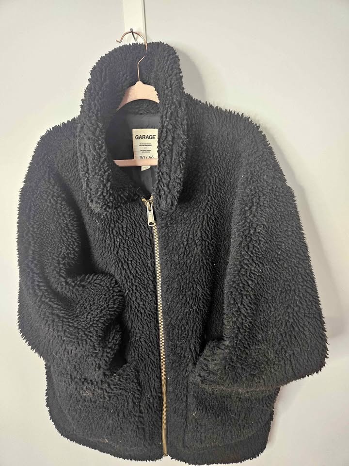 Black oversized teddy coat