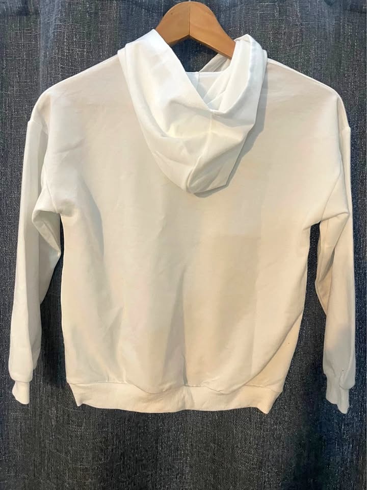 Boys Plain White Hooded Sweatshirt