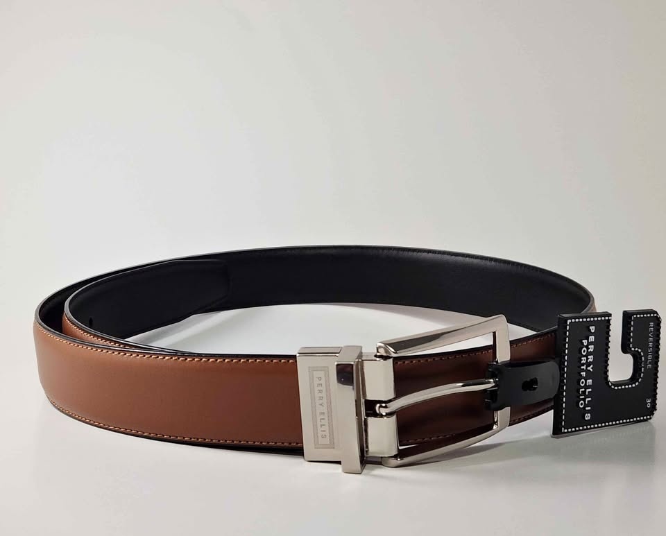 NEW Perry Ellis Portfolio Reversible Belt - Brown/Black - Size 3