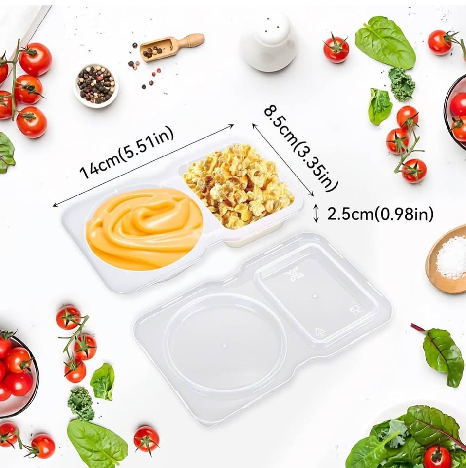 40PCS Double Condiment Container with Lid, Double Compartment Sn - photo 2