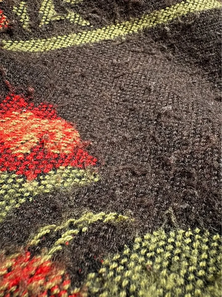 Floral Woven Large Winter Scarf With Fringe - photo 3