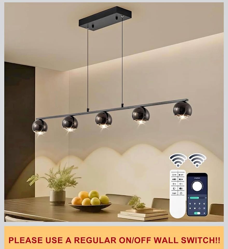 Modern LED Pendant Lights, Dimmable 47in Linear Globe Chandelier