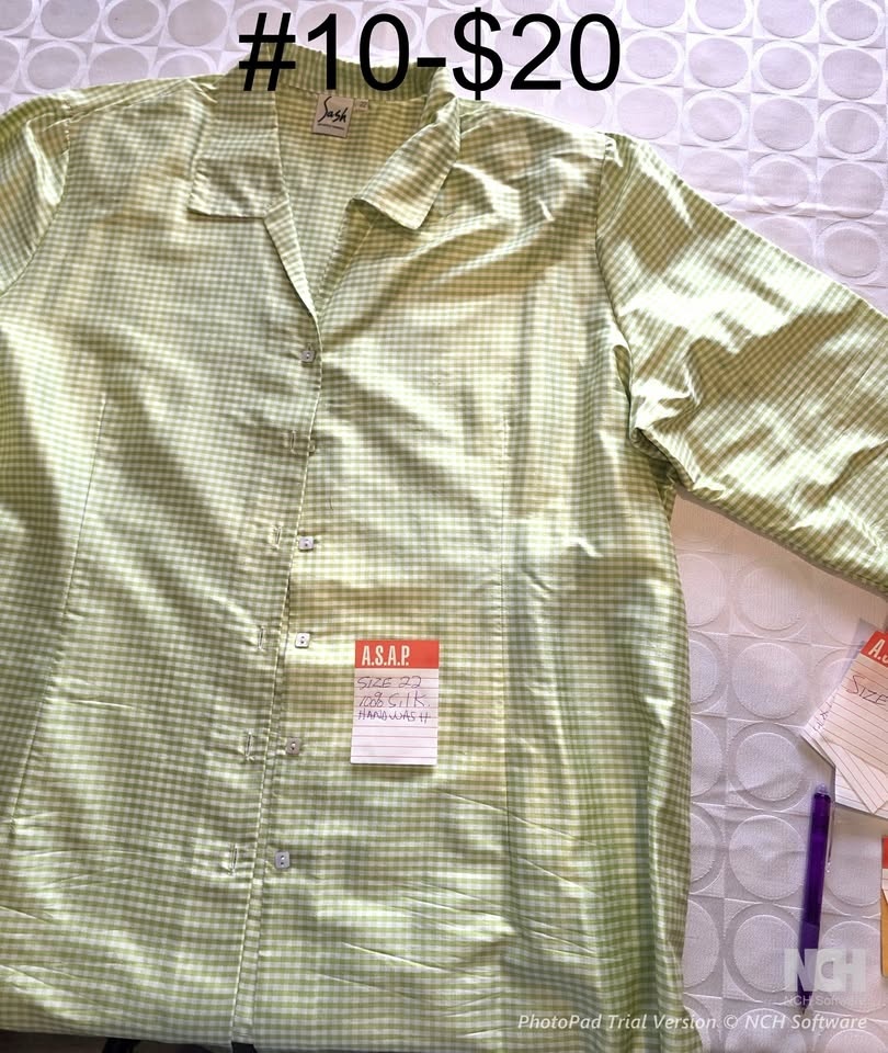 100% Silk Shirt Size 22