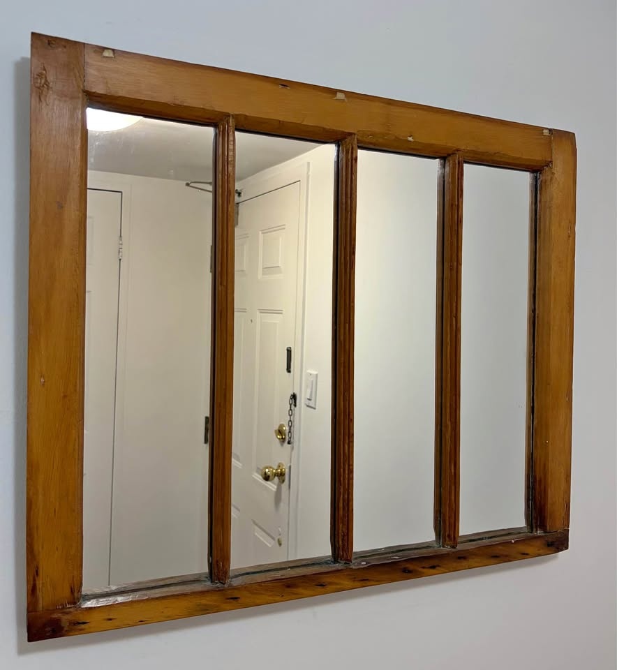 Rustic Wood Window Pane Mirror - 28”W x 23” H