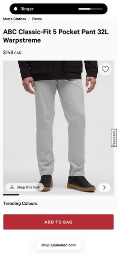 Lululemon ABC Classic Fit Pants 30x30