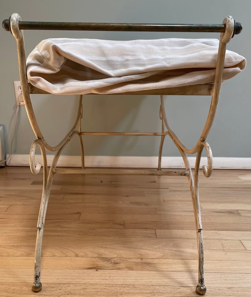 Antique Wrought Iron Bench with Cushion - photo 2