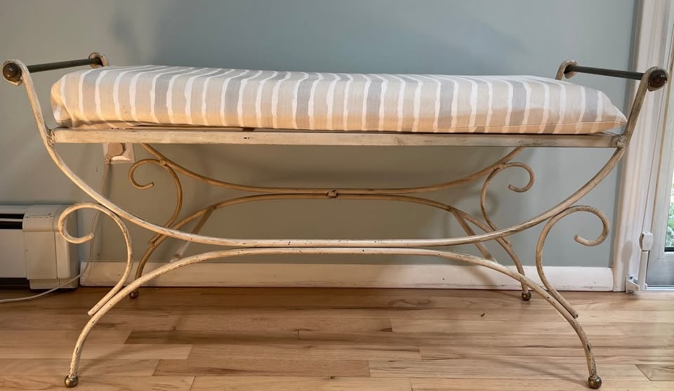 Antique Wrought Iron Bench with Cushion - photo 3