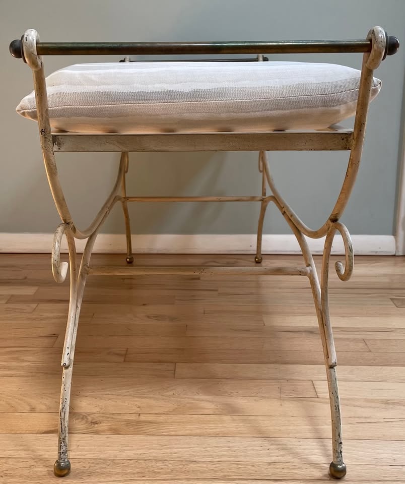 Antique Wrought Iron Bench with Cushion - photo 4