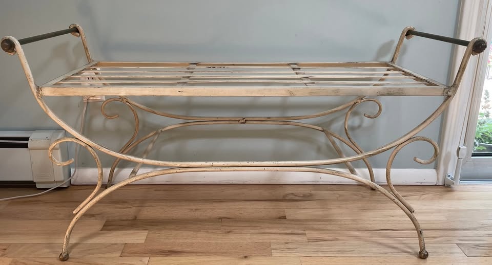 Antique Wrought Iron Bench with Cushion - photo 5