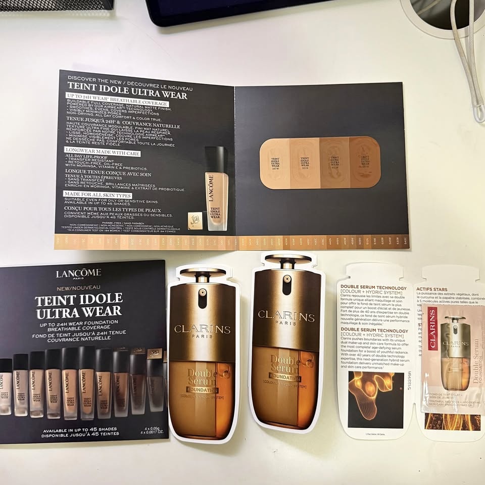 Clarins & Lancome Foundation Samples (5 Total)