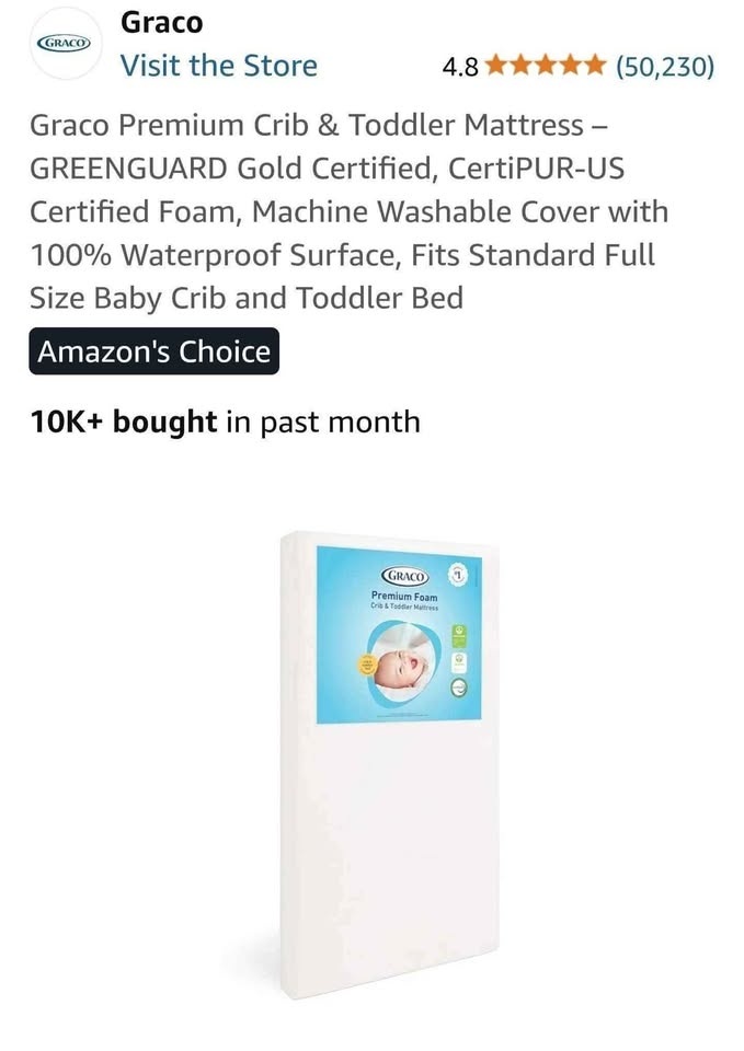 Graco Crib & Toddler Mattress - GREENGUARD Gold, CertiPUR-US - photo 2