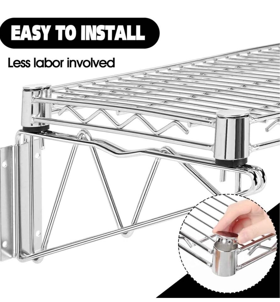 14" Wx 48" L Chrome Wire Wall Mount Shelf Kit - photo 5