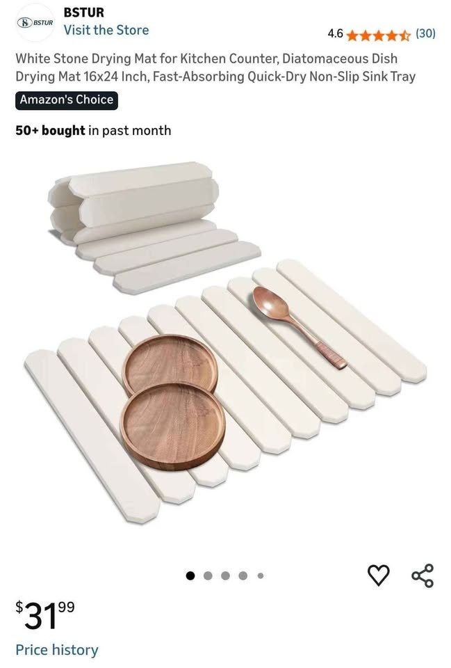 White Stone Diatomaceous Drying Mat 16x24" - Fast Absorbing - photo 2