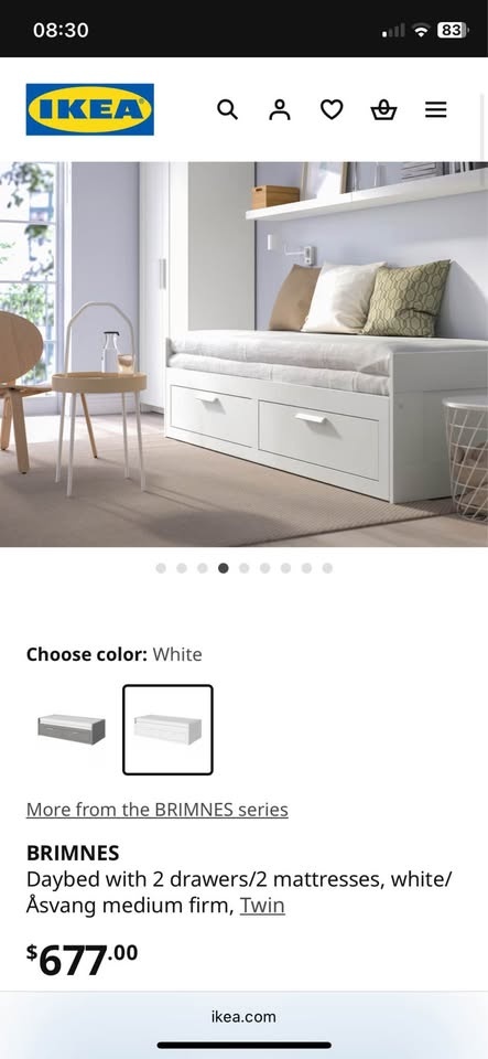 IKEA BRIMNES Twin Day Bed Frame w/ Storage - White - photo 4