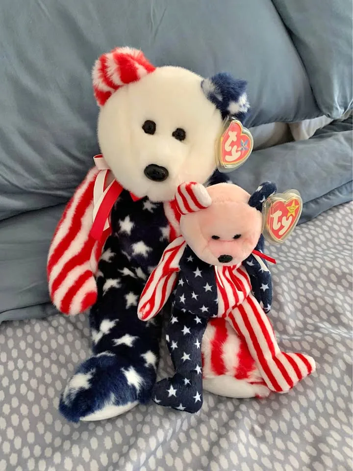 Ty Spangle Beanie Baby and Beanie Buddy With Rare Pink Head thumbnail