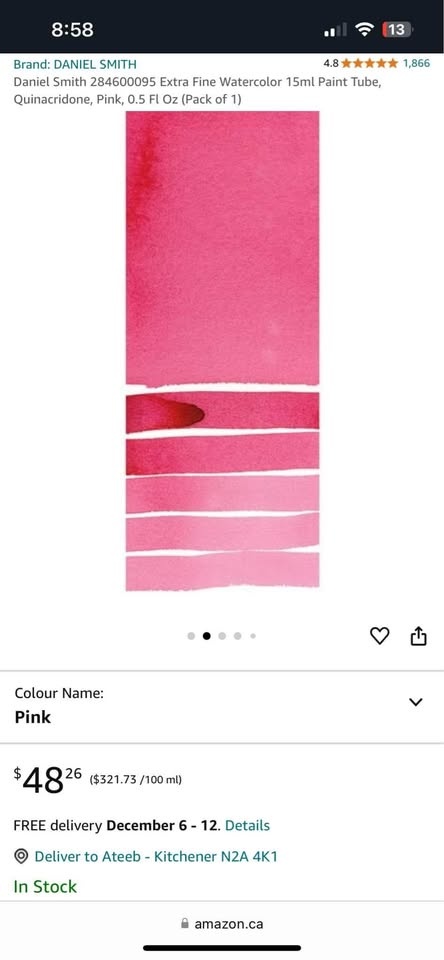 Daniel Smith Watercolour (Quinacridone Pink) 15ml - photo 2
